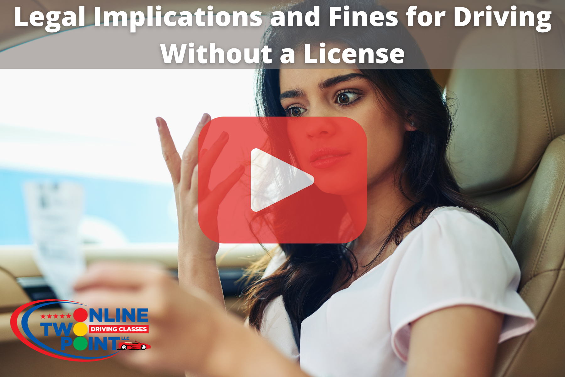 Woman looking at license on car.