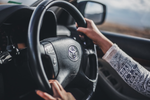 Close up of steering wheel