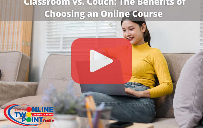 Woman sitting on couch while working on laptop.